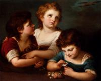 Angelica Kauffmann - Children With A Birds Nest And Flowers